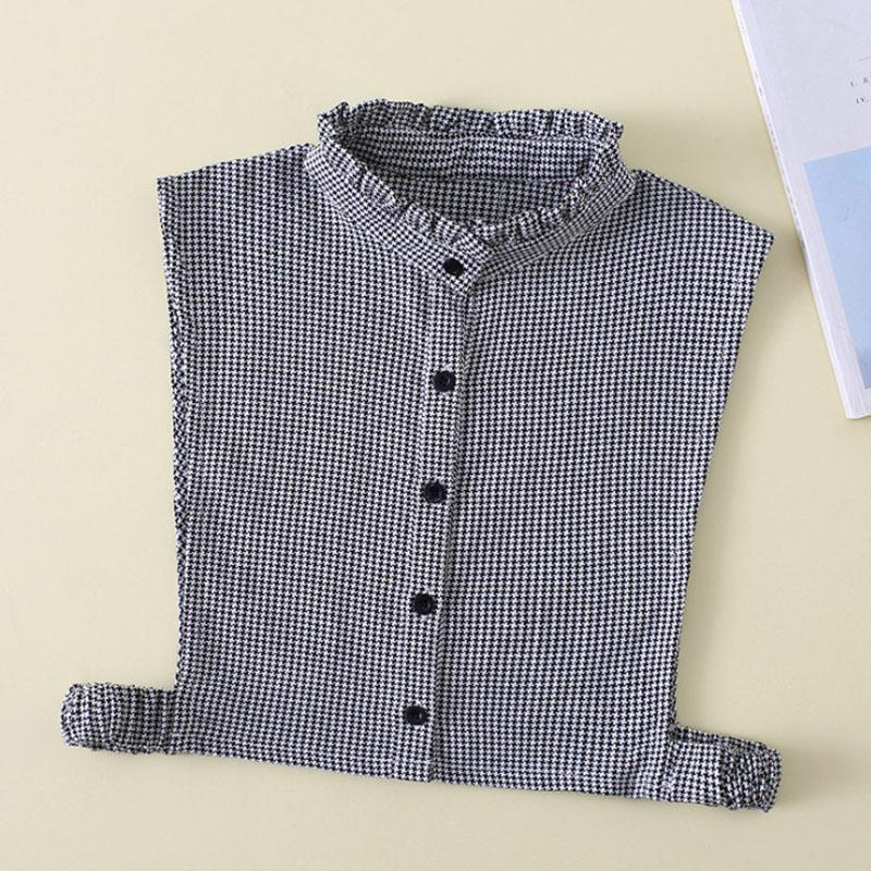 Fashion Plaid Fake Collar Women Detachable collars New Cotton False Collar Shirt Tie Female Removable Dickie Half Shirt Women