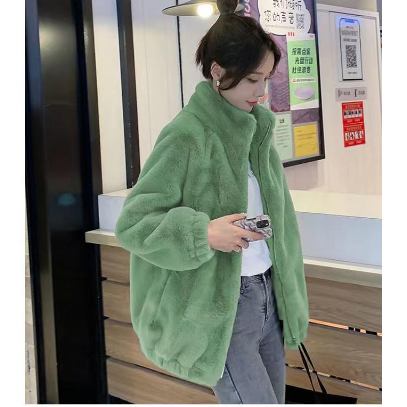 Jesień Nowe Plus Size Ciepłe Polarowe Kurtki Damskie Zimowe Dwustronne Wysokie Kołnierze Damskie Płaszcze Swobodny Zamek Błyskawiczny Pluszowa Aksamitna Kurtka Damskie Płaszcze Topy 25202