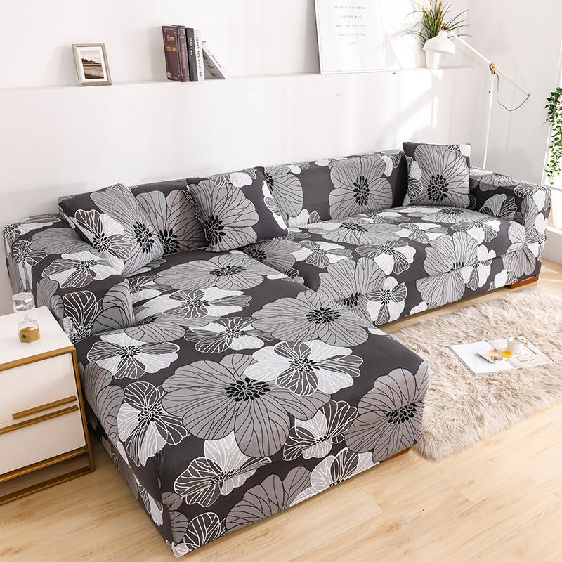 Floral Sofa Cover for Living Room Elastic Stretch Sectional Corner Couch Cover Sofa Towel Slipcovers L Shape needs to buy 2pcs