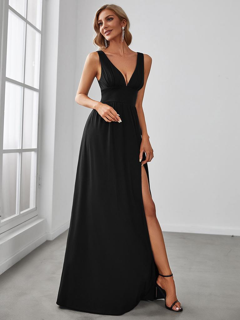 Ever-Pretty Women's Side Slit Double V-Neck Sleeveless Maxi Evening Gowns Party Dress