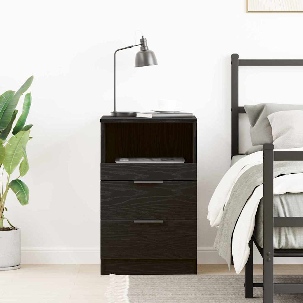 Nightstand Black Oak Effect 40 x 36 x 65 cm Engineered Wood