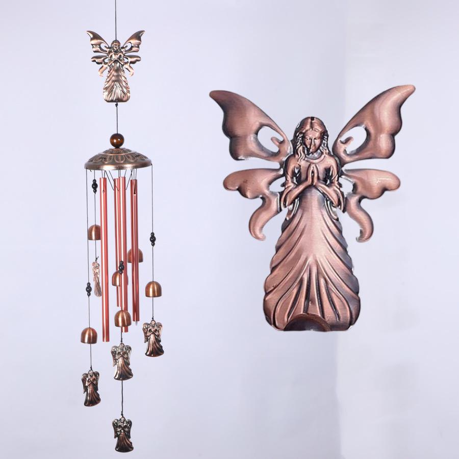 Angel Wind Chime: Brass Metal Tube Bells, Hanging Ornament for Outdoor Garden Decoration.