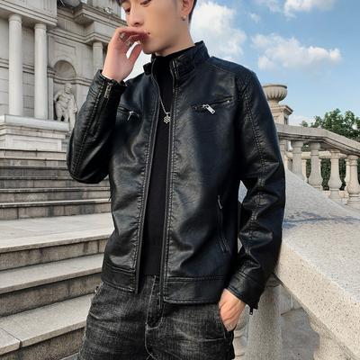 New Korean Autumn Men's Leather Jackets Fit Fashionable Green Jackets Versatile Casual Young Leather Jackets Men's Clothes
