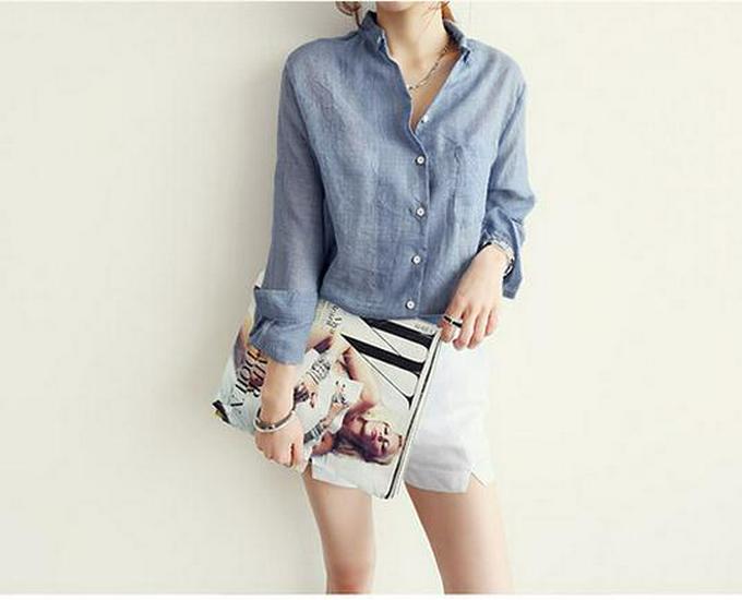 2023 Women's Fashion Cotton Linen Long Sleeve Loose Sun Protection Shirt