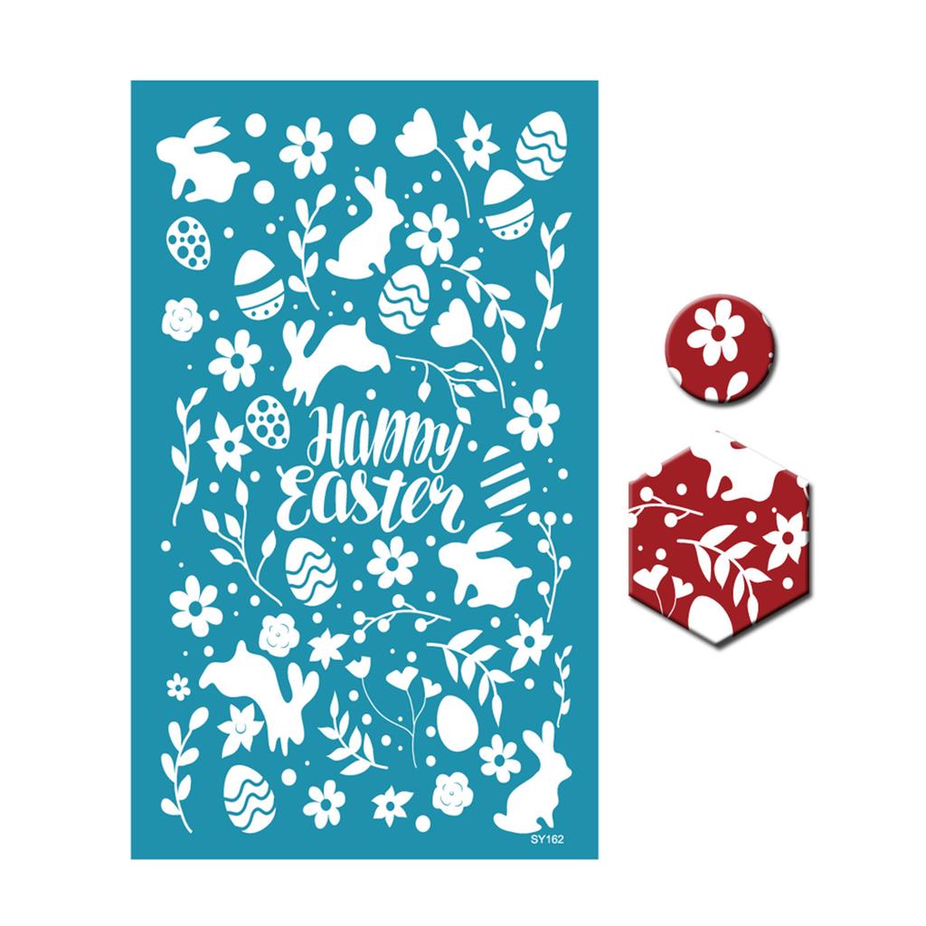 Easter Rabbit Silk Screen Stencils for Clay Reusable Silkscreen Print for DIY Printing On Clay Jewelry Earrings Decor