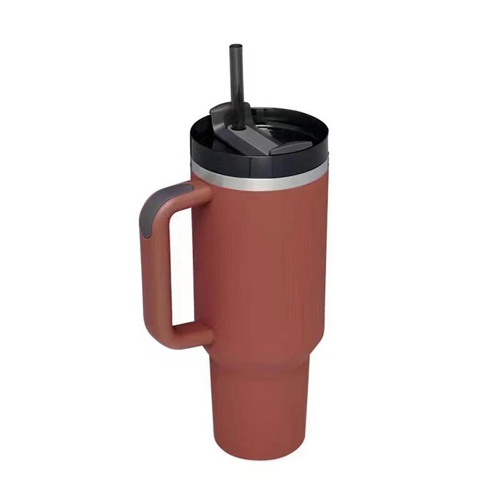 1200ml Food Grade Iced Coffee Cup with Handle Fashion Stainless Steel Insulated Straw Car Water Mug