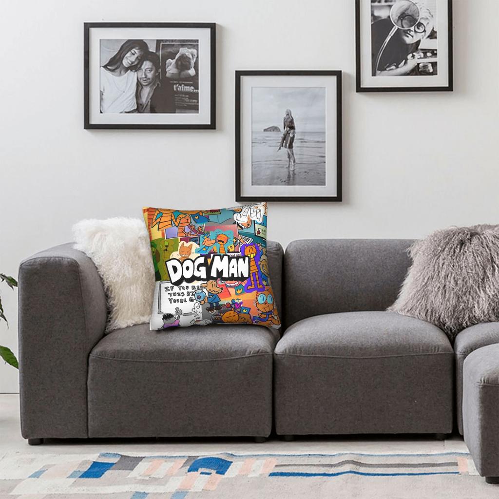 Dog Man Dogman Movie Comic Square Pillow Cases Cartoon Cushion Cover Creative Zippered Decorative Pillowcase for Sofa 40x40cm