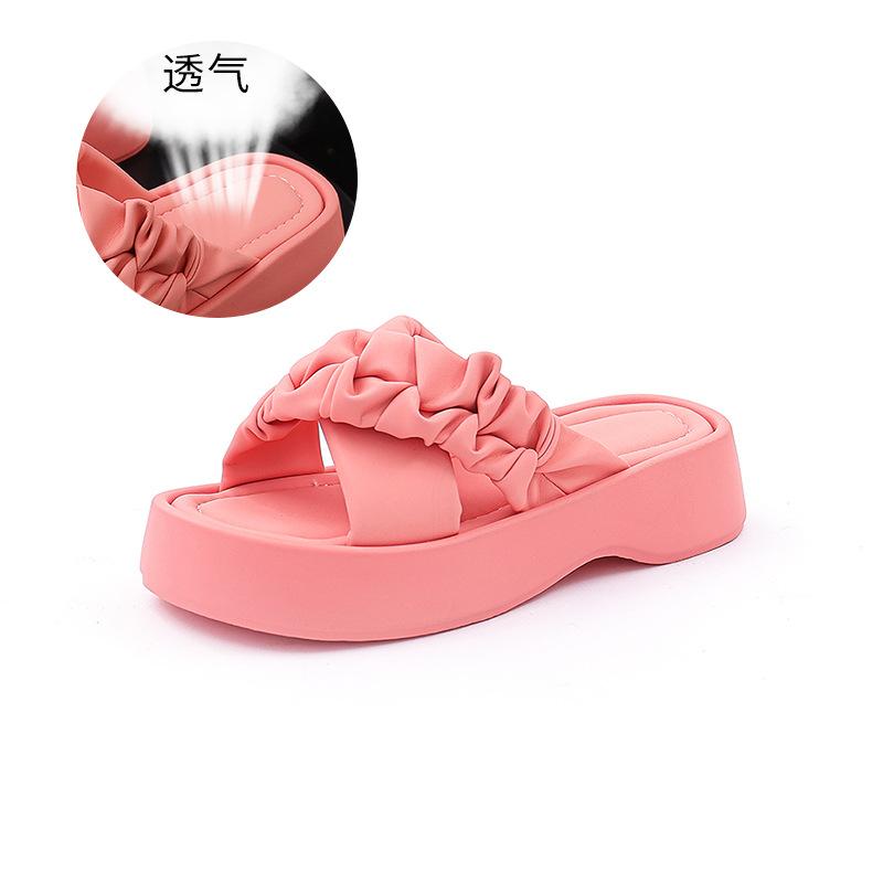 

Тапочки на платформе женские летние 2025 новые классные тапочки для девочек модные пляжные тапочки повседневные облачные женские туфли 35 розовый