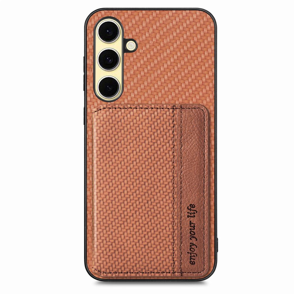 For Samsung Galaxy A26 5G Case RFID Blocking Carbon Fiber Leather Phone Back Cover with Card Holder