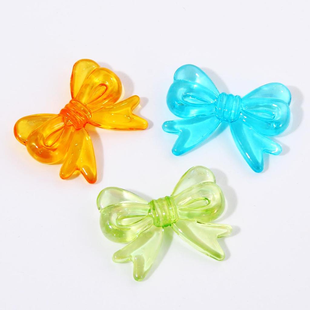 4Pcs 22*29mm Acrylic Magic Colors Bowknot Accessories For Jewelry Making DIY Charm Decoration