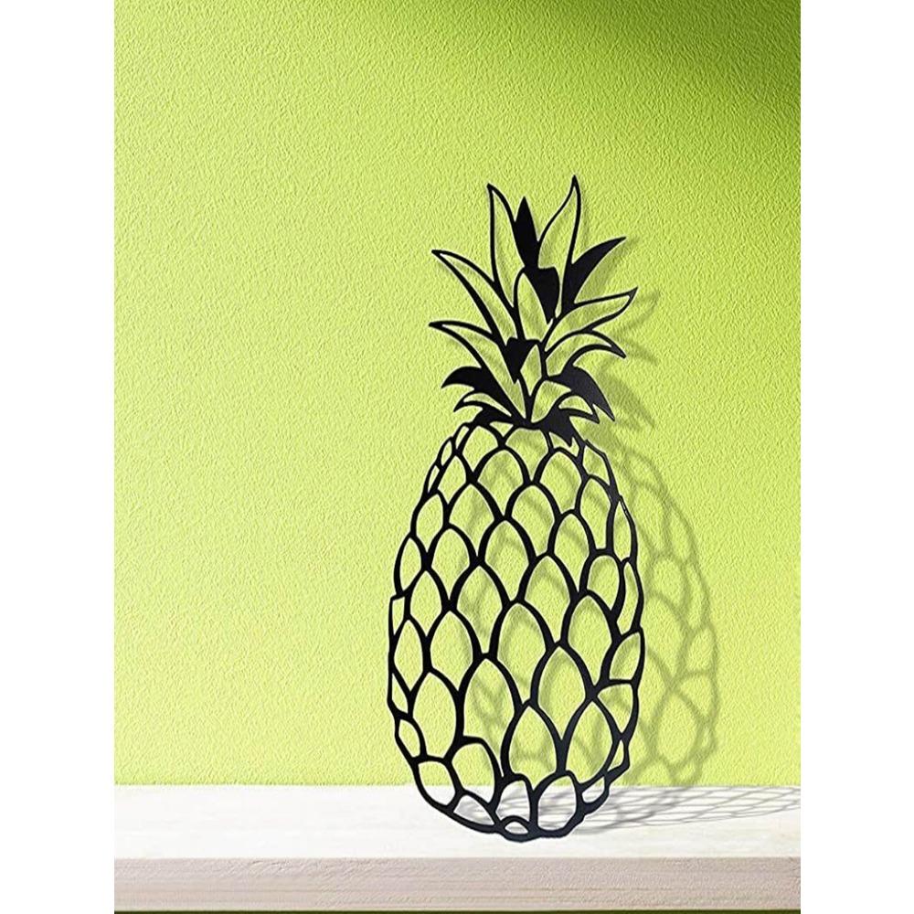 Wrought Iron Pineapple Wall Art Decor, 3D Metal Sculpture for Home Hanging, 1 Piece