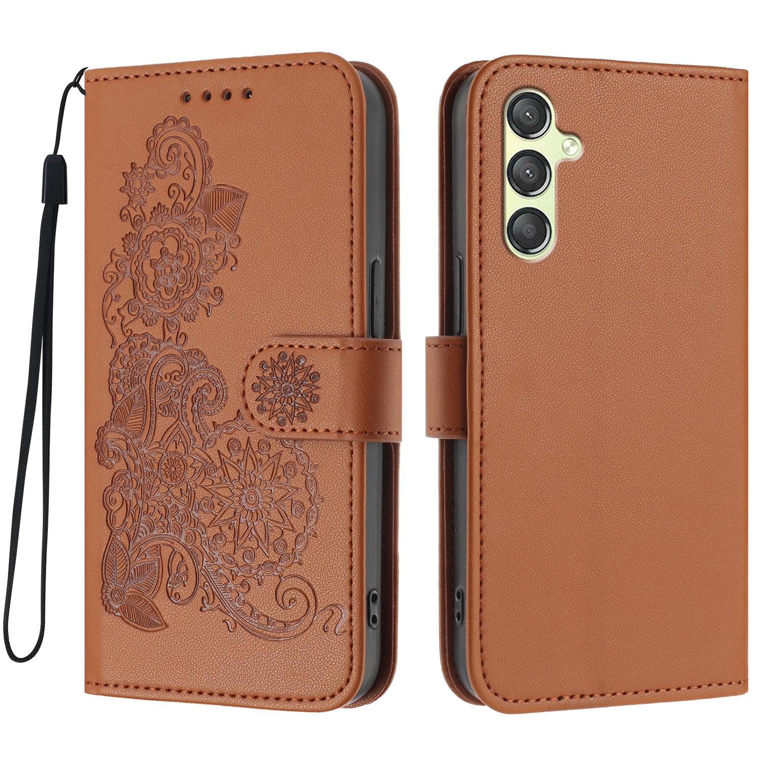 

Для Samsung Galaxy A24 4G (162,1 x 77,6 x 8,3 мм) Чохли для телефонів Шкіряний гаманець з квіткою мандали Мобільна обкладинка з ремінцем Coffee