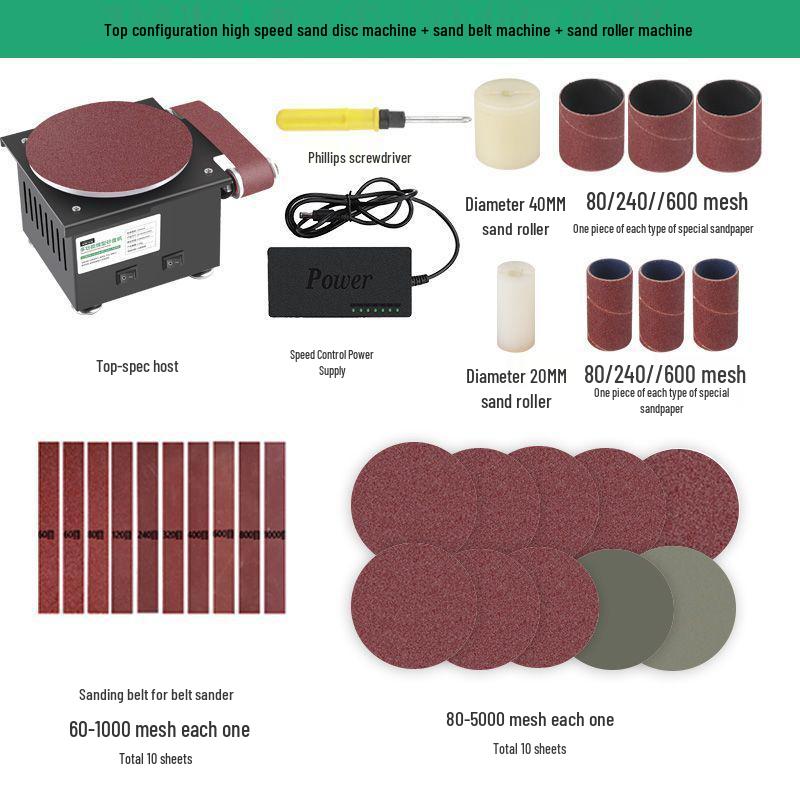 Compact Electric Belt Sander for DIY - High-Speed Sanding, Knife Sharpening, and Desktop Grinding/Polishing Machine.