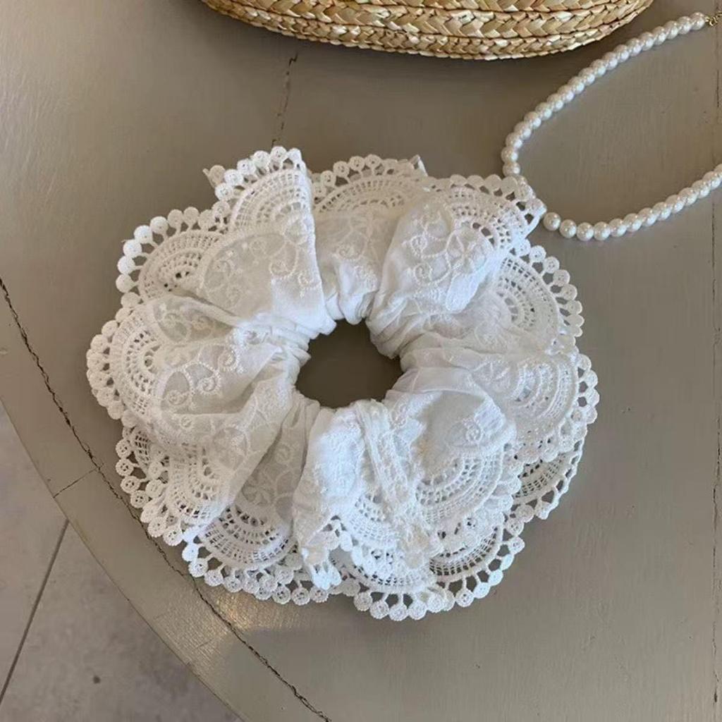 Pastoral French Lace Triangle Hair Scarf and Headband for Spring Outings
