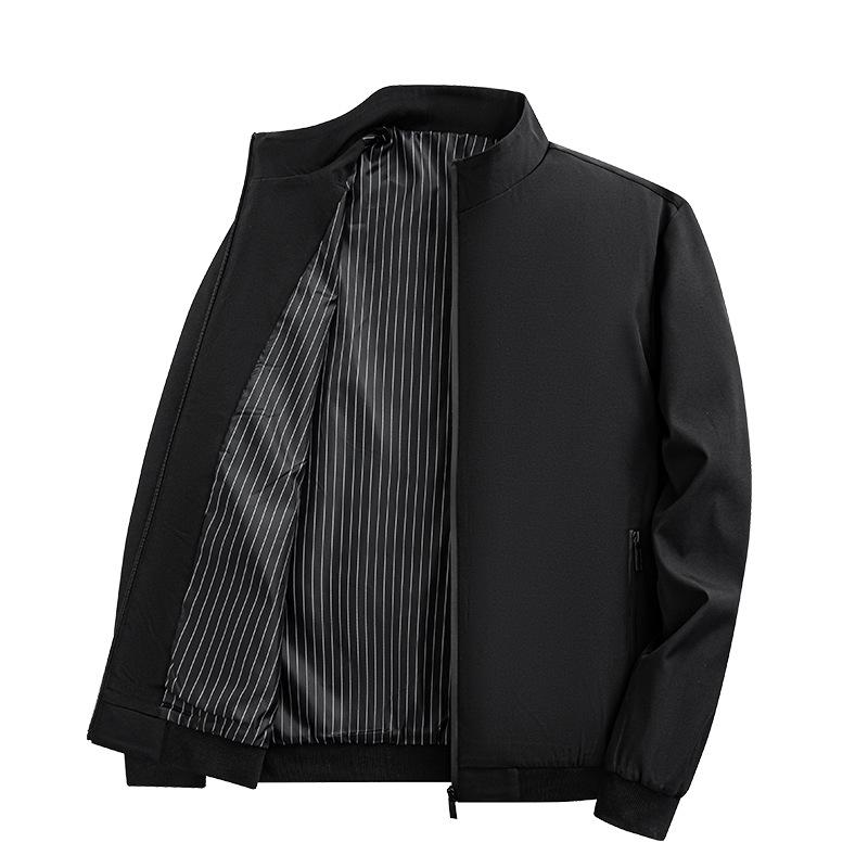 Men's Slim Fit Windproof Jacket - American Business Casual, Stand Collar, Plus Velvet, Warm & Wear-Resistant.