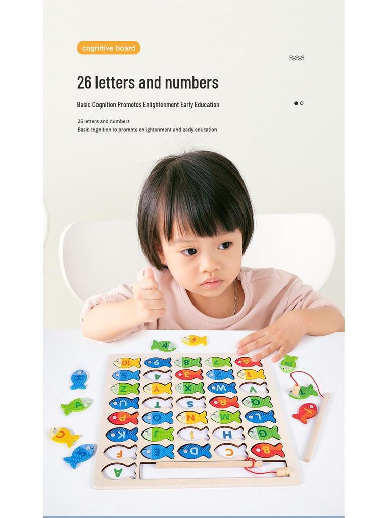 Wooden Educational Toy: Magnetic Fishing, Color Sorting, Number & Letter Recognition Game for Children