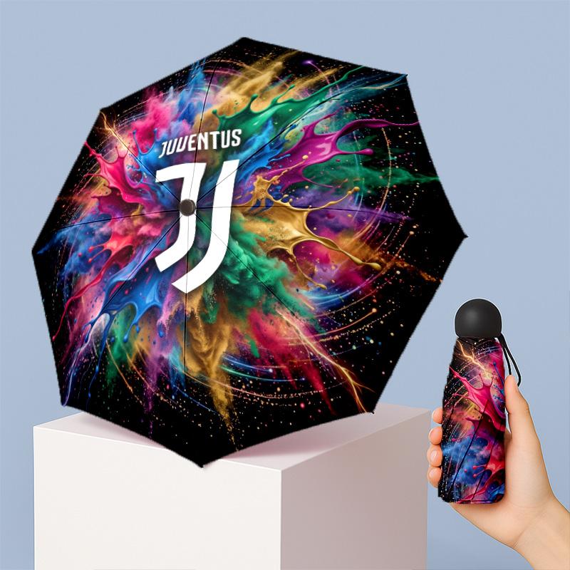 Juventus FC Pattern Printed Mini 5 Folds 8 Ribs Compact Umbrella Windproof Waterproof Lightweight Portable Folding