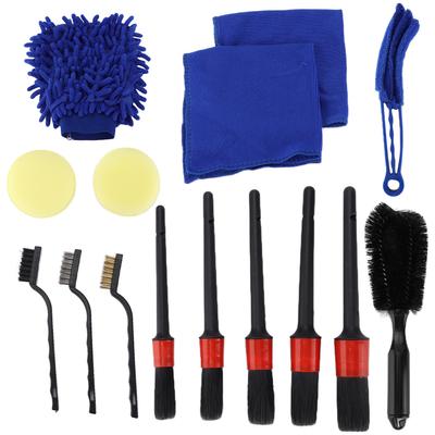 15 st Detailing Dammtorkningsborstar Kit Skrubbrengöringsverktyg för Bil Interiör Exteriör Hjul Instrumentbräda