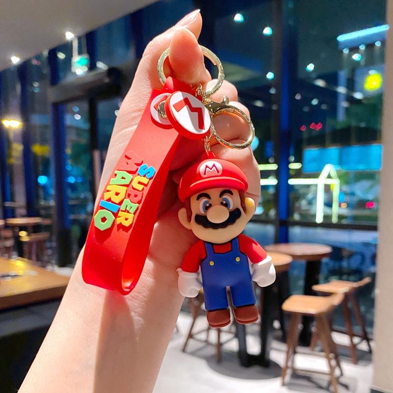 Super Mario Keychain Cartoon Cute Drive Mario Keychain Bubble Dragon Mario Doll Pendant Single pack