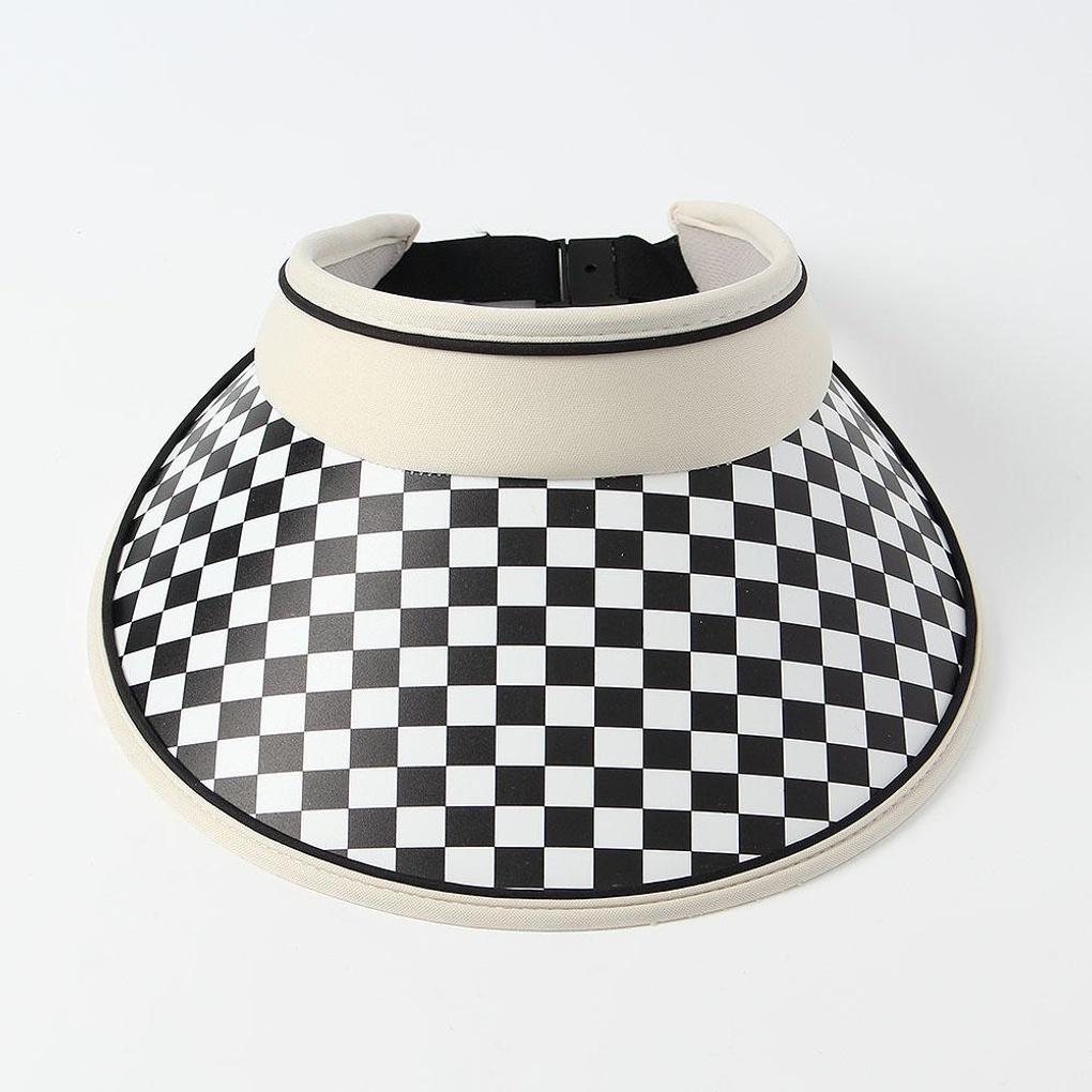 Checkered Sun Cap (White) Sun Shade Summer Hat