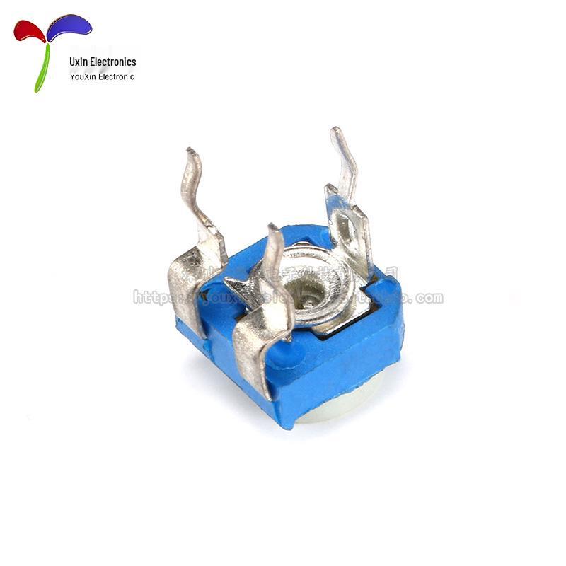 Horizontal RM065 Adjustable Resistor, Blue/White, 10K To 100 Ohm, 102/103/203/104