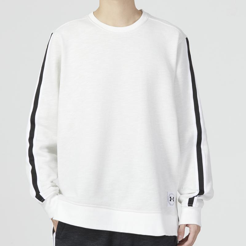 Under Armour Essential Heritage Fleece Crew Sweatshirt With Stripes Men Tops White 1373814-112