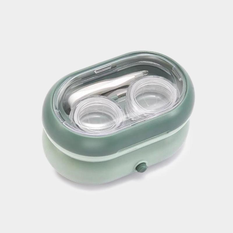 

Ультразвуковая машина для чистки контактных линз Удаляет слезный белок Контейнер для хранения и очистки косметических линз Портативный очиститель для путешествий зелёный