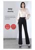 Women's High Waist Black Flared Trousers - Slimming Micro Flare Suit Pants for Spring & Autumn