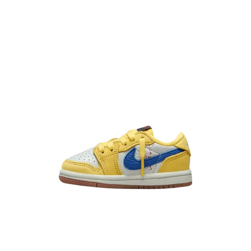 Travis Scott x Air Jordan 1 Retro Low OG SP TD Canary Zapatillas de Bebé Amarillo Racer-Azul Plata Claro DZ5908-700