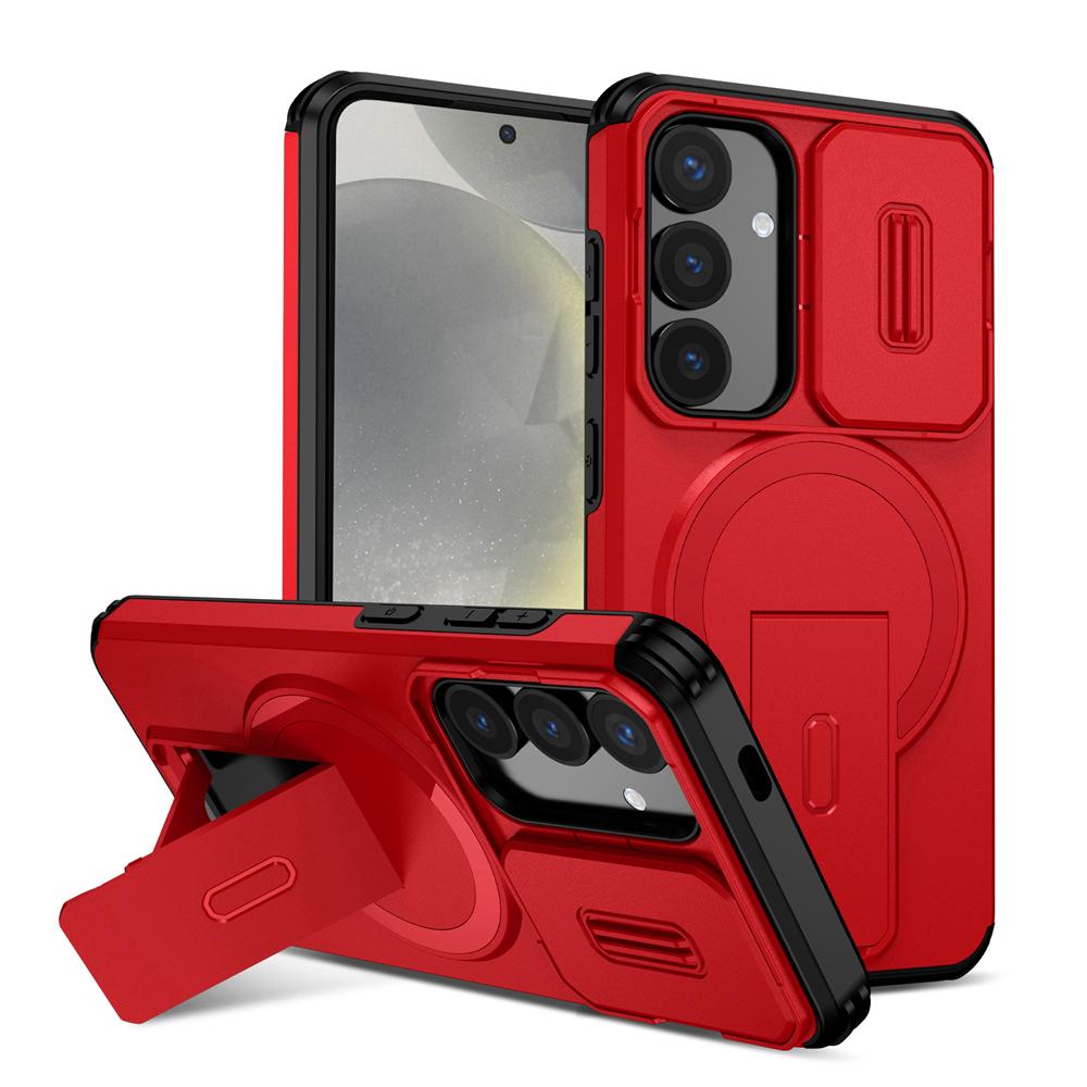 KEYSION Shockproof Magnetic Case for Samsung Galaxy S24 S25 Ultra S25+ S24 FE Slide Camera Protect Kickstand Wireless Charging Phone Cover