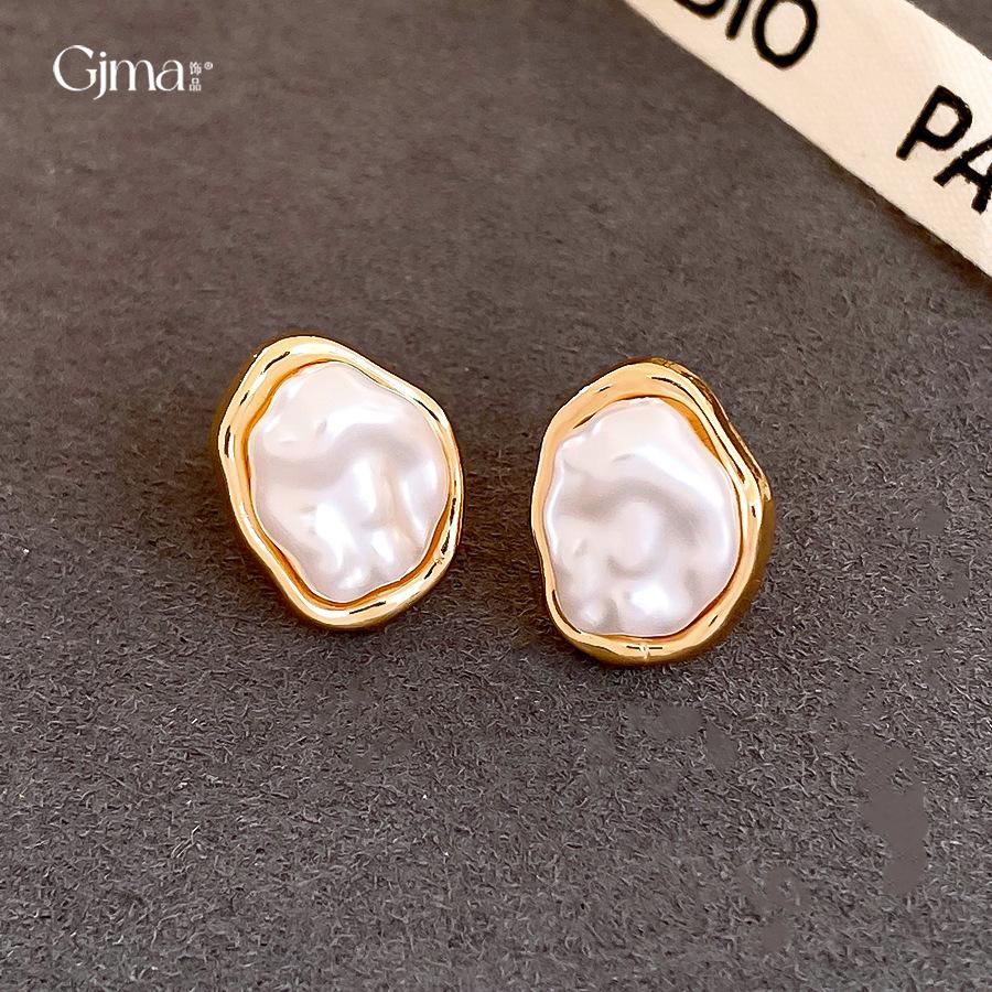 Korean Temperament Simple Irregular Geometric Pearl Ear Clips Women's Pierless Earrings Earrings