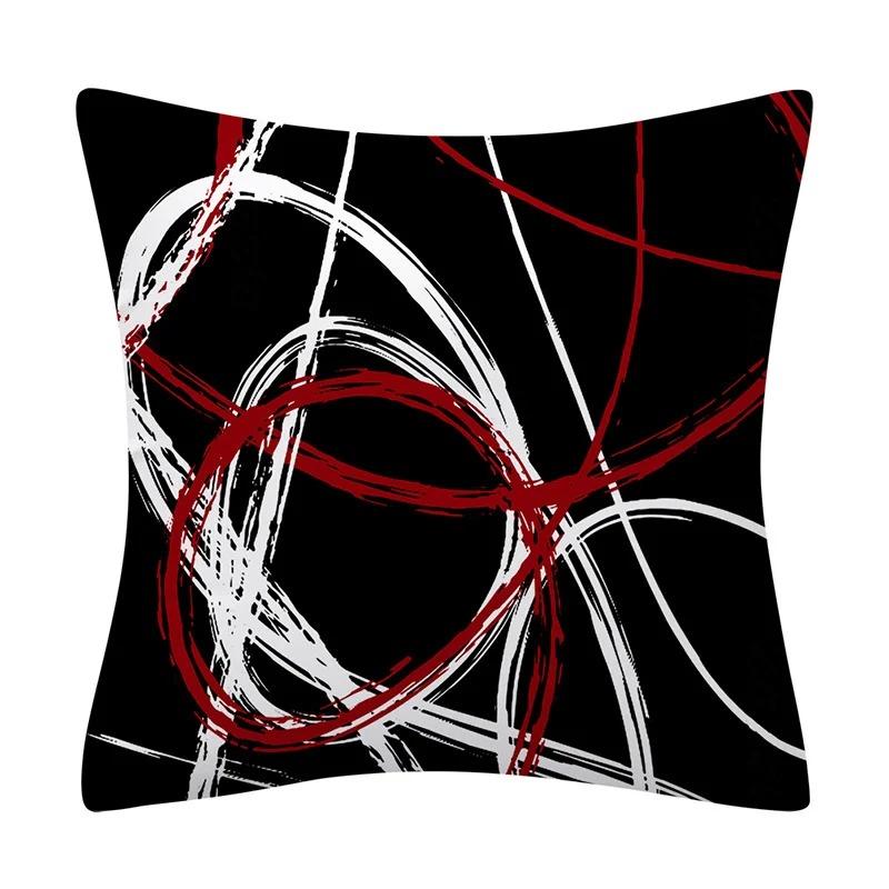 Geometric Red and Black Wave Decorative Pillowcase Car Ornaments Office Living Room Sofa Home Pillowcase