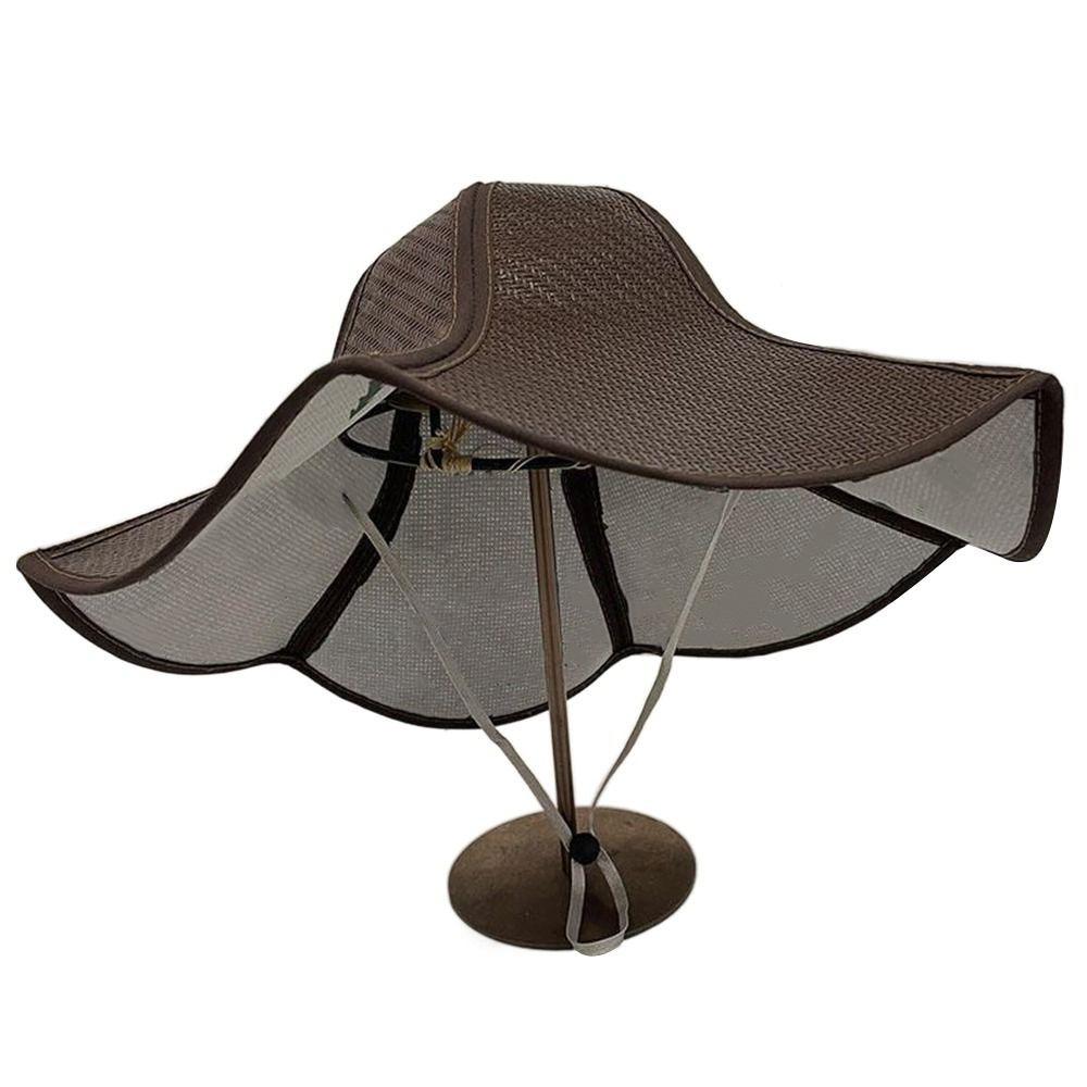 

Foldable Beach Hat Large Eaves Hexagonal Hat Practical Fan Cap coffee-large