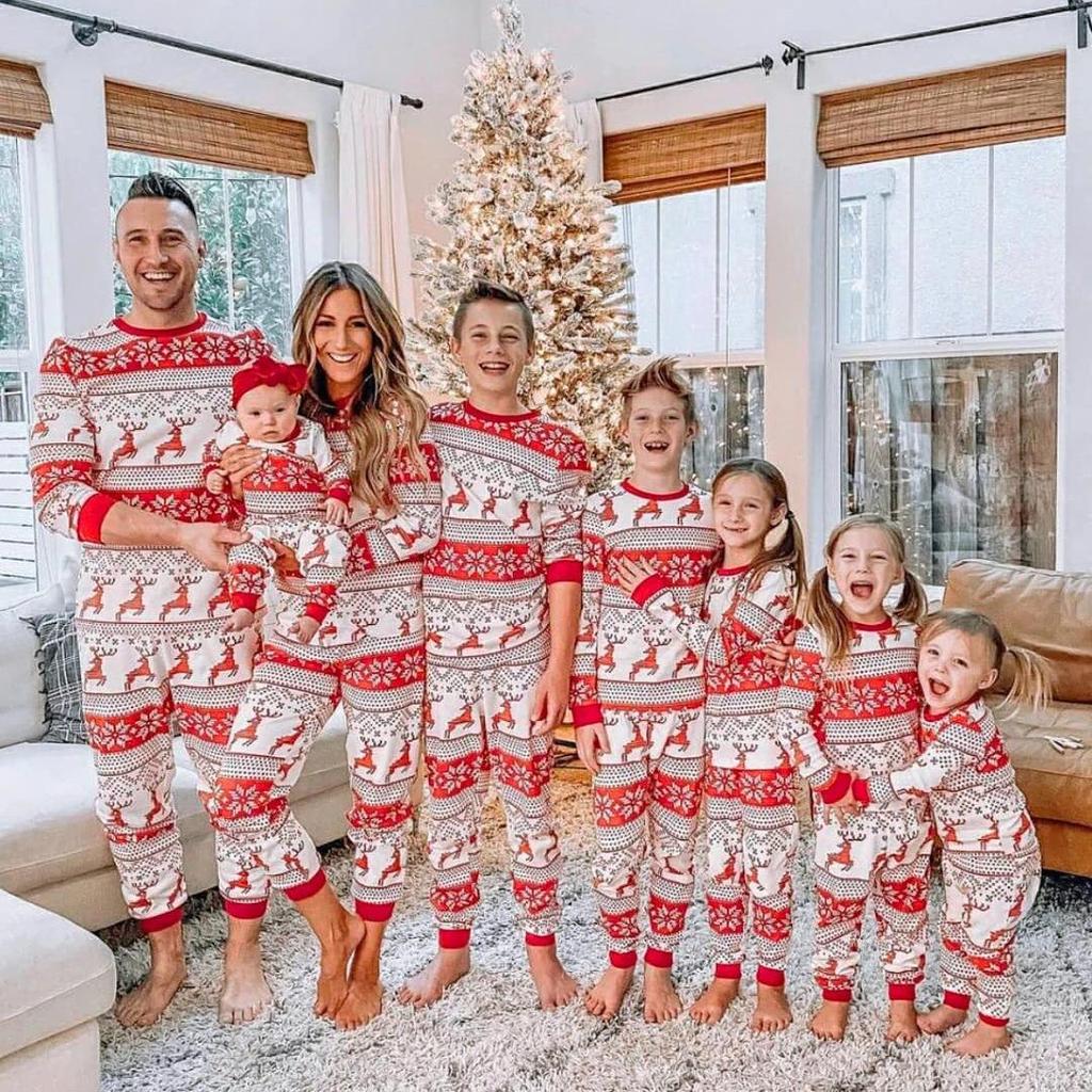 2025 Family Christmas Pajamas Set - European & American Parent-Child Matching Homewear