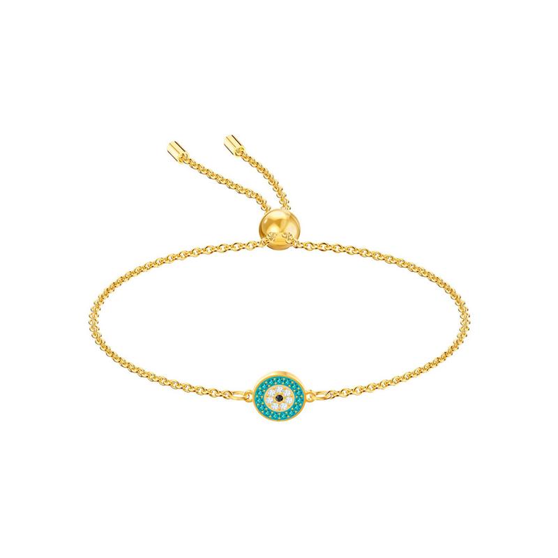 Swarovski Lucky Green Eyes Round Devil s Eye Bracelet Women s Gold 5468923