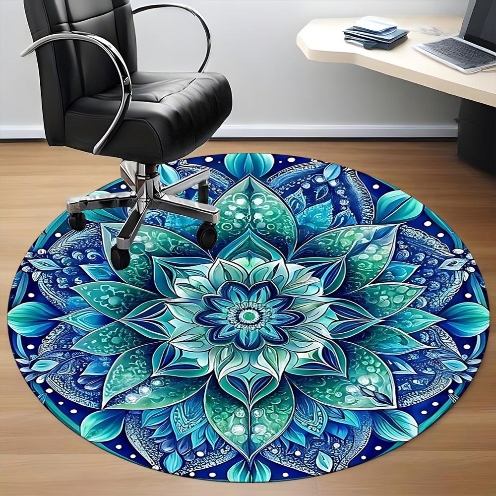 1pc Mandala Artwork Carpet, Round Non Slip Durable Large Size Office Carpet, Suitable for Office