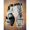 Men's Summer New Style European And American Style Halloween 3D Digital Printing Exaggerated Shorts Zipper Strange Pants