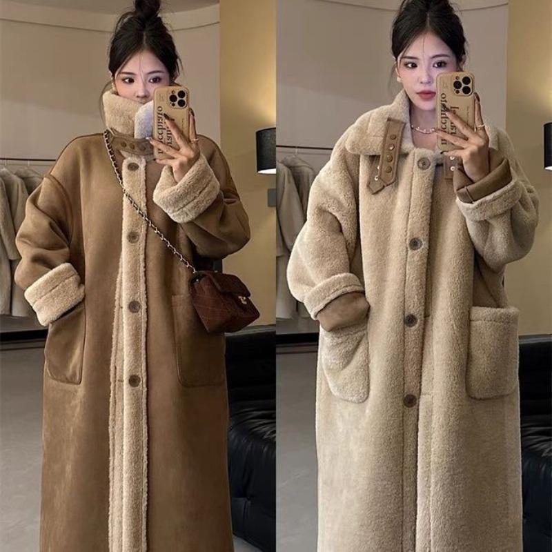Double-sided suede lamb wool coat women's winter thickened fur long imitation fur coat