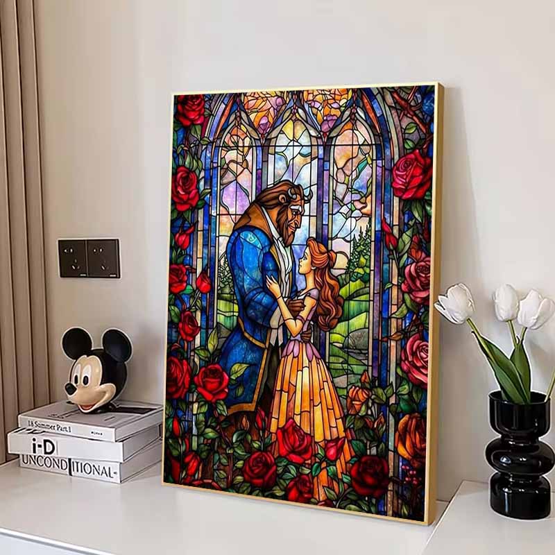 Disney Diamond Painting Beauty and The Beast 5D DIY Diamond Painting Mosaic Cartoon Embroidery Rhinestone Home Decoration Gift