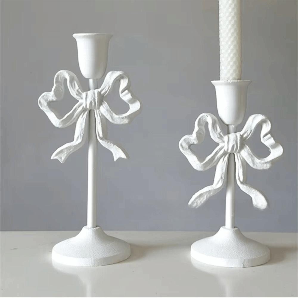 Wrought Iron French Bow Candlestick High Footed Wedding Candle Stand  Home Decoration