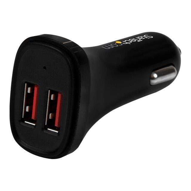 USB Car Charger - StarTech.Com - 2 Ports - 24 W - Black - Smart IC