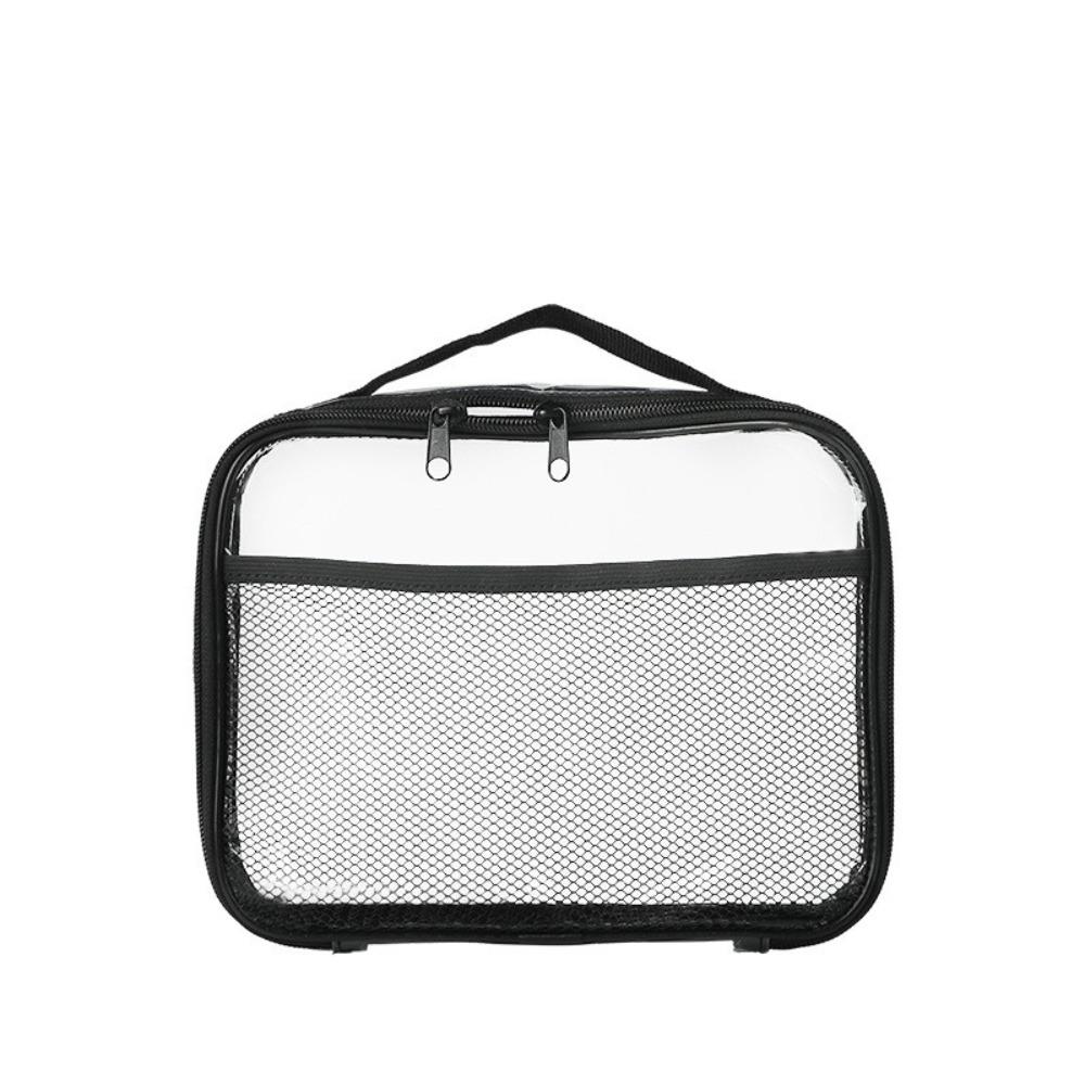 PVC Transparent Mesh Storage Bag Waterproof Zipper Bag Portable Makeup Storage Bag  Travel