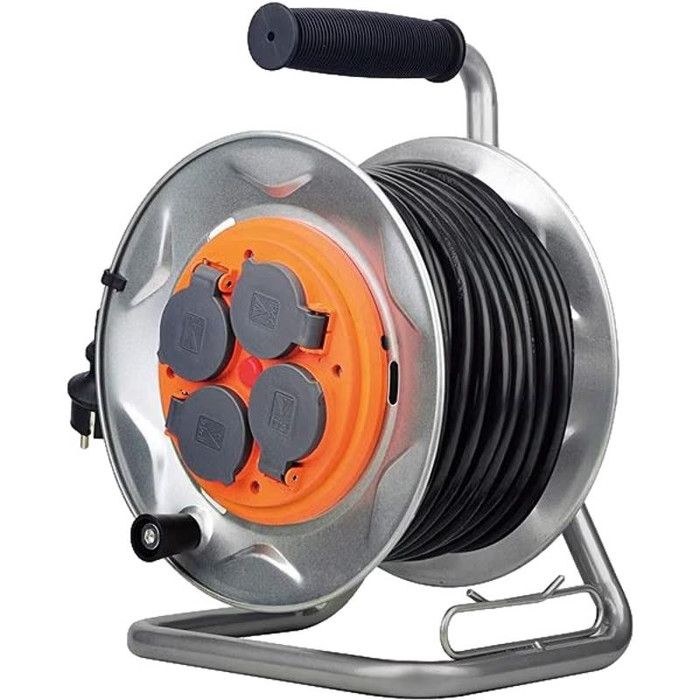 Enrouleur de chantier IP44 4 prises 16A 3G2,5mm² 25m - Orange - Zenitech