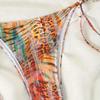 Women Colorful Tiger Leopard Print Bikini Set Shiny Metallic 2 Piece Tie Side Swimsuit
