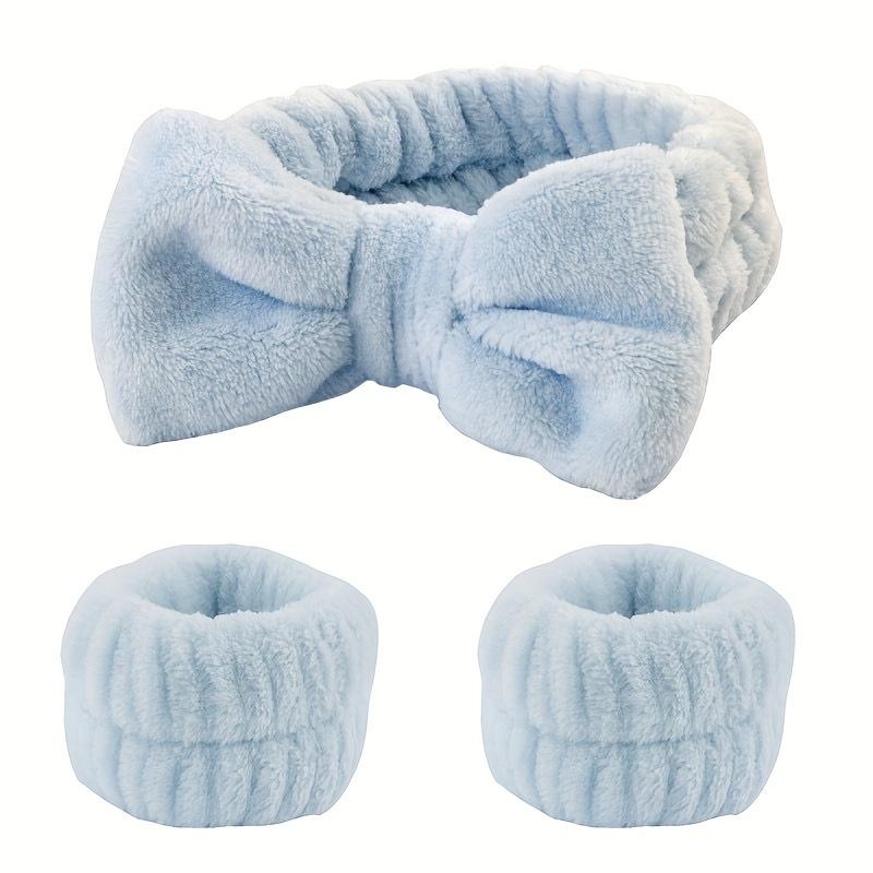 3Pcs Wash Face Headband Wristband Set Women Reusable Spa Wristband Soft Microfiber Towel Hair Bands Girls Sports Wrist Sweatband