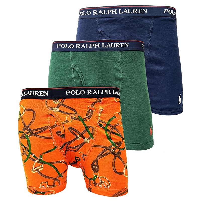 

[POLO RALPH LAUREN] трусы-боксеры polo ralph lauren нижнее белье 3P 3 упаковки оранжевый зеленый мужской размер S [товар]