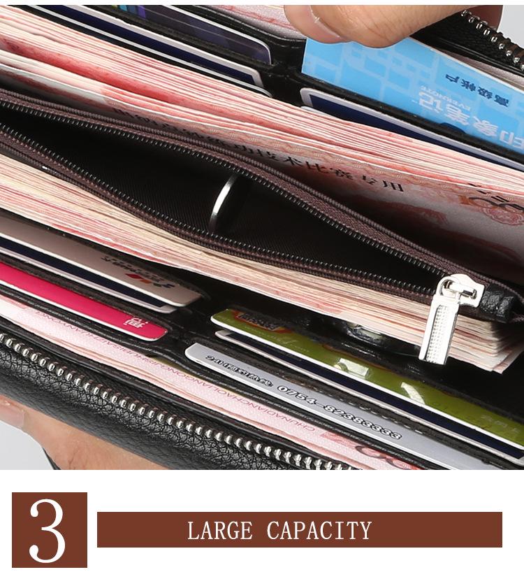 Men's Large Capacity Business Clutch Wallet with Zipper and Multi-Card Slots - High-End Trendy Handbag