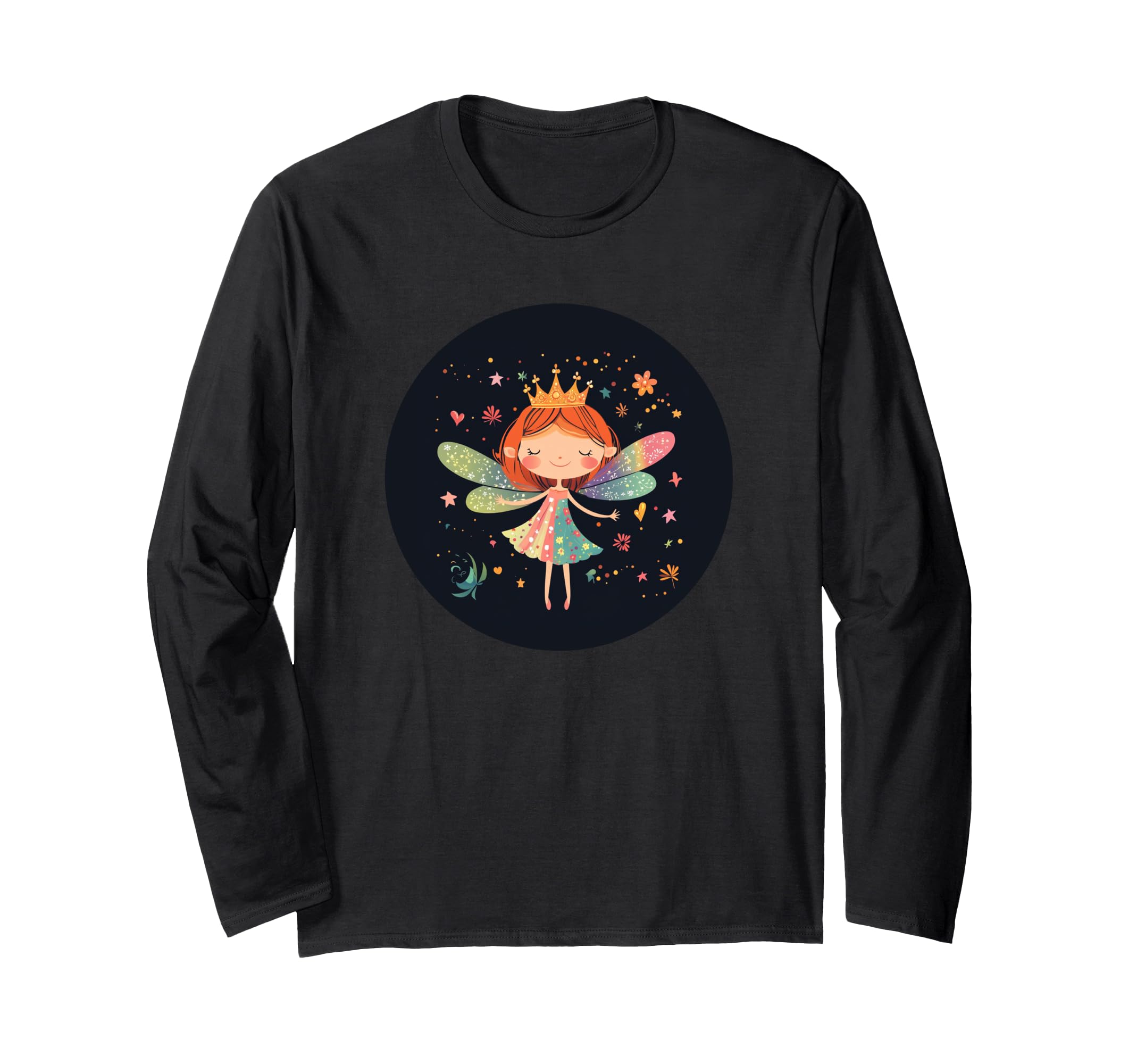 

Fabulous Fairy Queen and Golden Crown Long Sleeve T-Shirt чорний