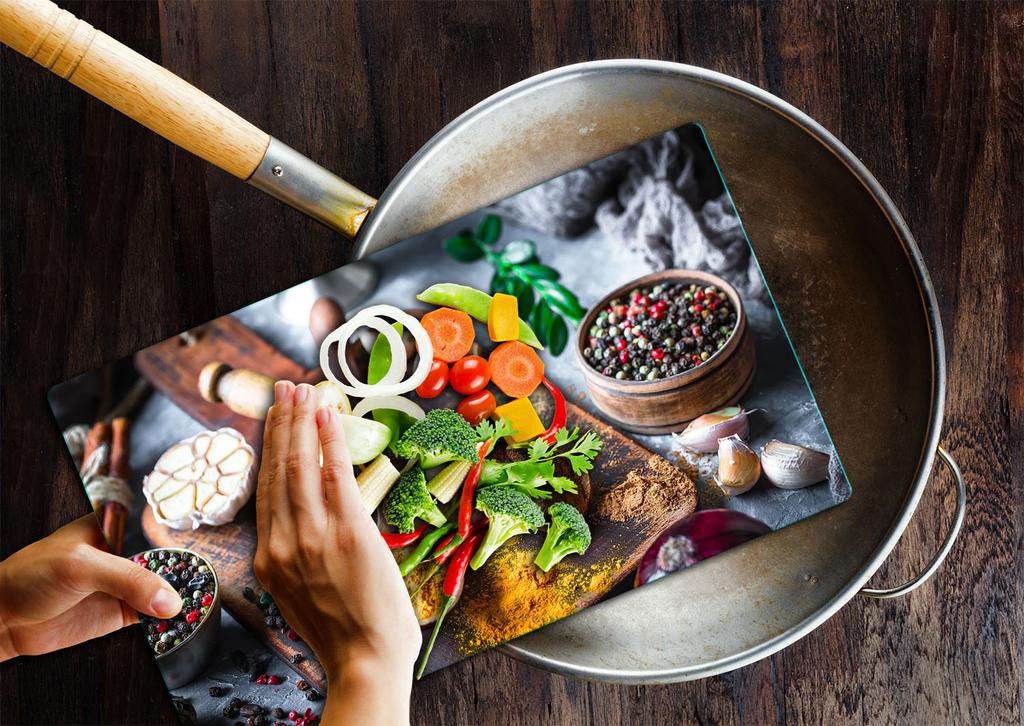 GLASS PLATE CUTTING BOARD 52x30 SPICES