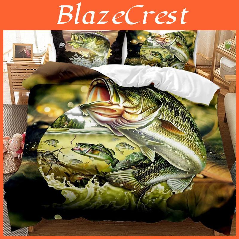 Pike Bedding Hunting Fishing Big Set Boys Girls Twin Queen Size Duvet Cover Pillowcase Bed Kids Adult Duvet 23pcs Duvet Cover